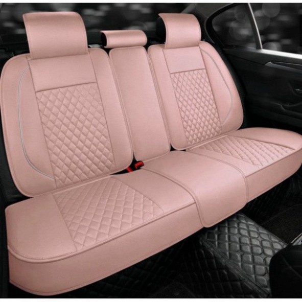 Áo ghế ô tô hình thiên nga màu đen và màu hồng chất liệu da cao cấp [Siêu Hot] [Freeship]