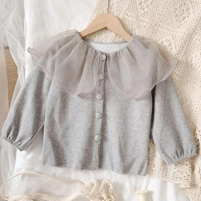 Áo Khoác Cardigan Họa Tiết In Màu Xám Cao Cấp Thời Trang Dành Cho Bé