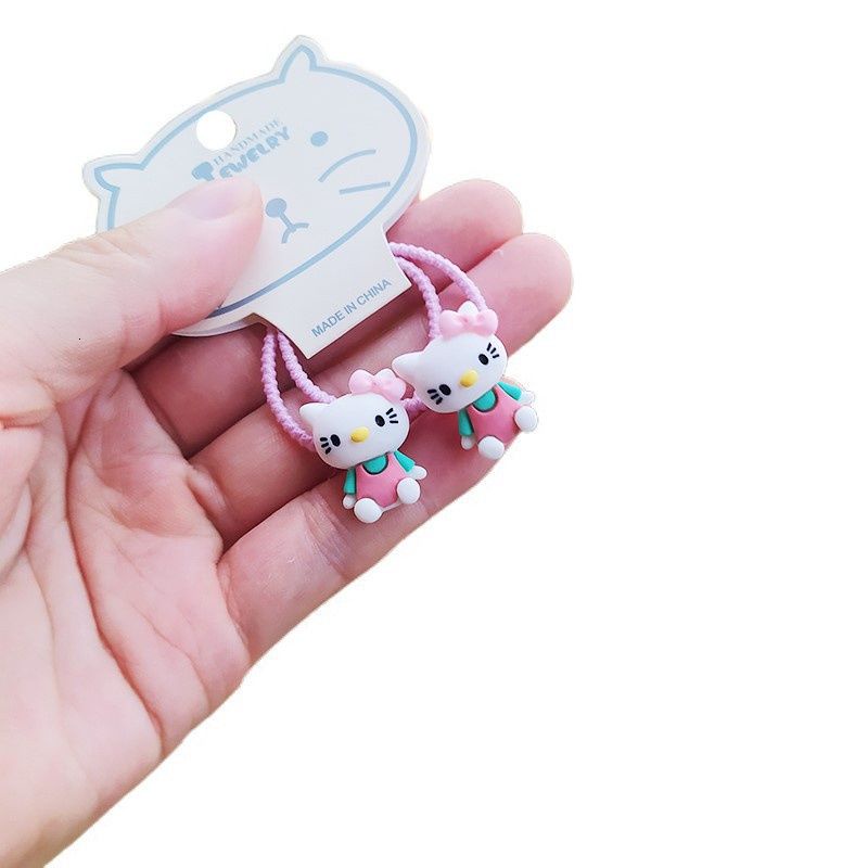 Set 2 Dây Cột Tóc Hình Hello Kitty Dễ Thương Cho Bé Gái