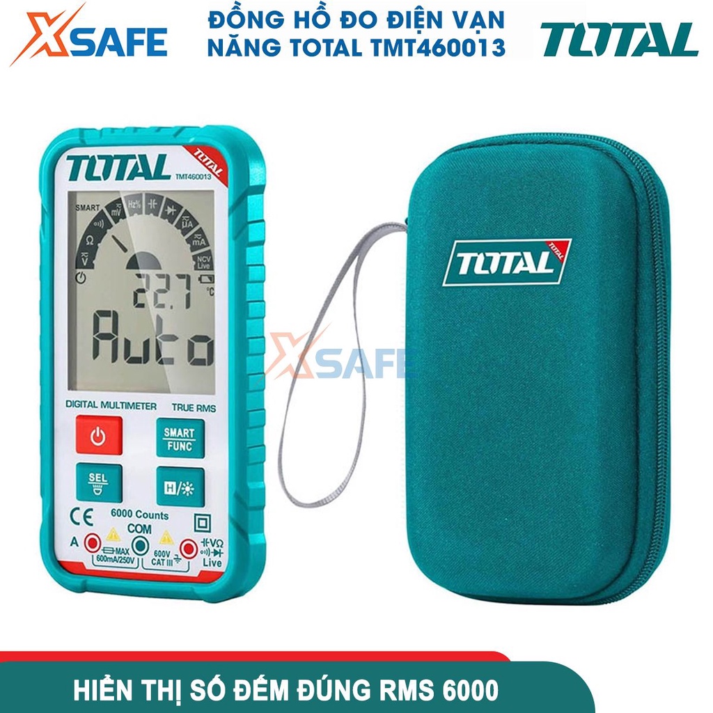 Đồng hồ đo điện vạn năng TOTAL TMT460013, hiển thị số đếm đúng RMS6000, phát hiện điện áp không tiếp xúc - CHÍNH HÃNG