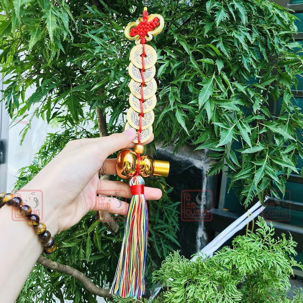 Dây đồng xu trang trí treo xe otô, cửa hàng, trang trí tết nhà ở mang lại may mắn chiêu tài lộc bình an (DẠNG THẲNG)