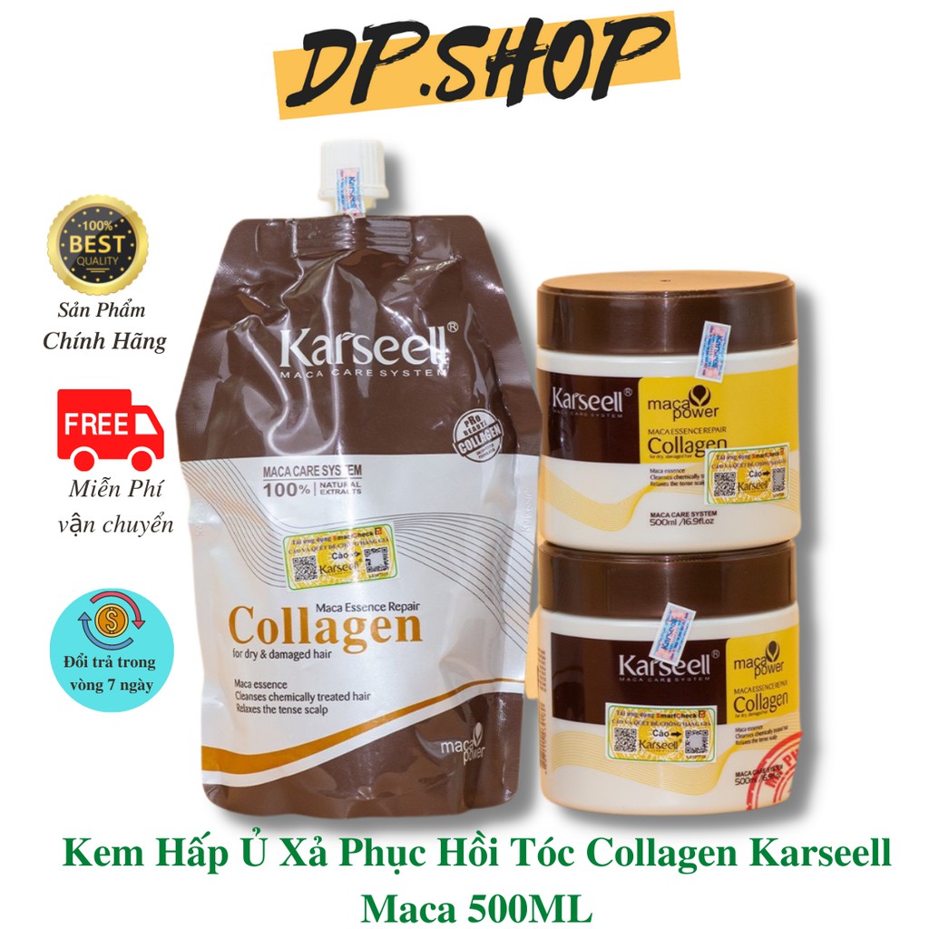 Kem hấp ủ tóc COLLAGEN KARSEELL 500ml chính hãng phục hồi tóc hư tổn khô sơ chẻ ngọn