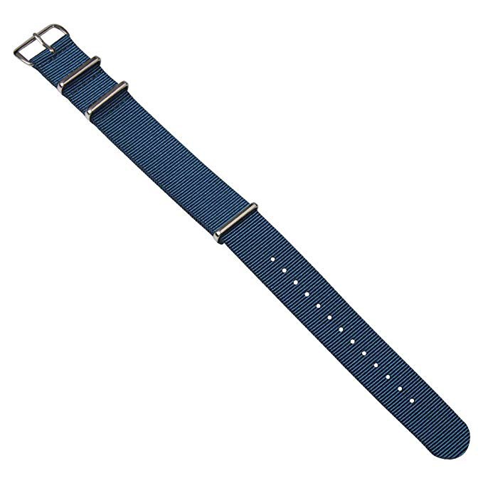Dây Đeo Đồng Hồ Bằng Nylon Màu Xanh Navy Nato 18mm Dài 20mm 22mm