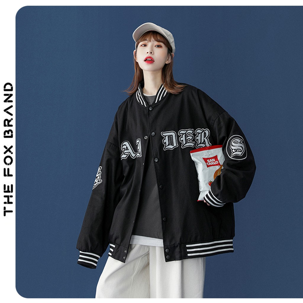 Áo khoác Bomber jacket nam nữ bóng chày dù 2 lớp phong cách Ulzzang in hình AJDER