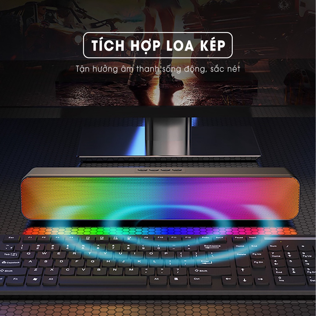 Loa bluetooth không dây SIDOTECH Soundbar SB66 RGB Pro âm thanh sống động sắc nét cho điện thoại máy tính laptop để bàn