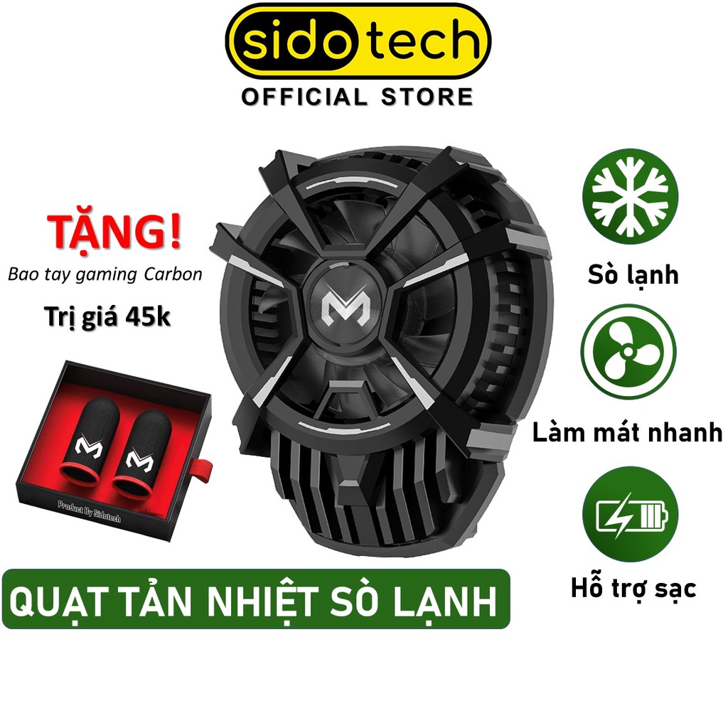 Quạt tản nhiệt điện thoại Sidotech DL07 sò lạnh có đèn led đổi màu giúp giảm giật lag tăng fps khi chơi game