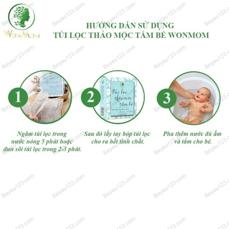 Combo Dầu tràm nguyên chất 15ml + Hộp 10 túi thảo mộc tắm bé 120g - Wonmom (Việt Nam)