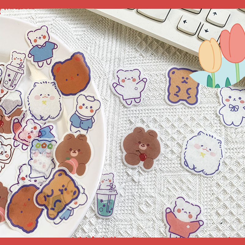 Bộ 40 miếng dán trang trí sổ tay họa tiết hoạt hình đáng yêu