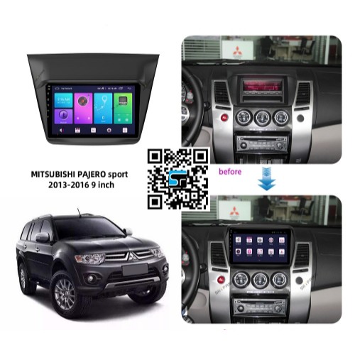 Mặt dưỡng 9 In xe  Mitsubishi Pajero Sport 2013-2016 JACK NGUỒN ZIN