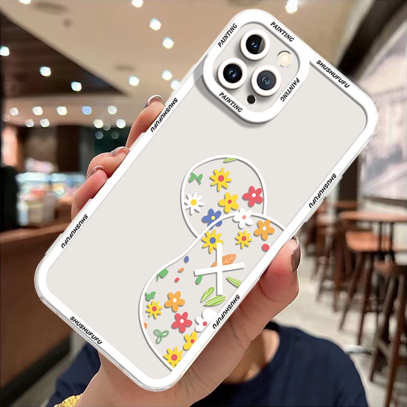 Ốp Điện Thoại Silicon TPU Mềm Trong Suốt Họa Tiết Hoa / Gấu Cho IPhone 13 12 11 Pro XS Max X XR 8 7 6 6S Plus