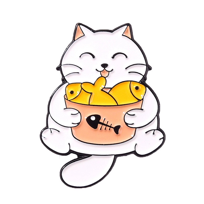 Tmdbyx Huy hiệu cài áo kim loại tráng men họa tiết mèo và cá/thỏ/chuột phô mai làm quà tặng cho cặp đôi