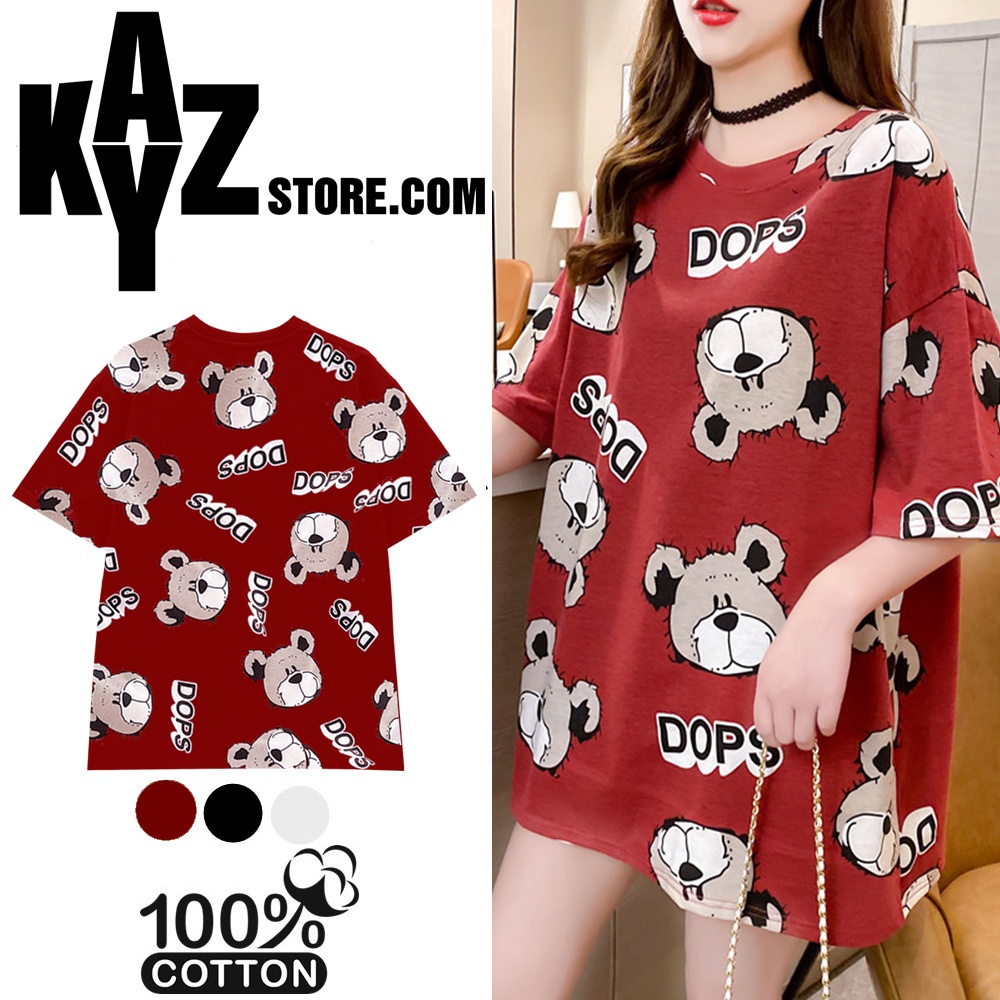 Áo Thun Tay Lỡ Form Rộng Unisex Hình Gấu Đỏ