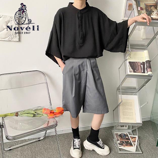 Áo Thun Tay Ngắn Cổ Đứng Dáng Suông Năng Động Thời Trang Hè Cho Nam