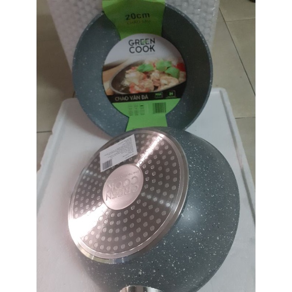 CHẢO SÂU VÂN ĐÁ ĐÁY TỪ GREENCOOK 20 Cm