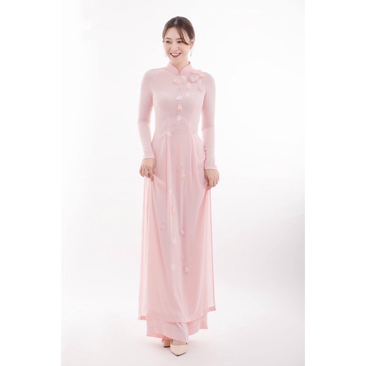 ÁO DÀI THIẾT KẾ 4 TÀ MÀU HỒNG PHẤN