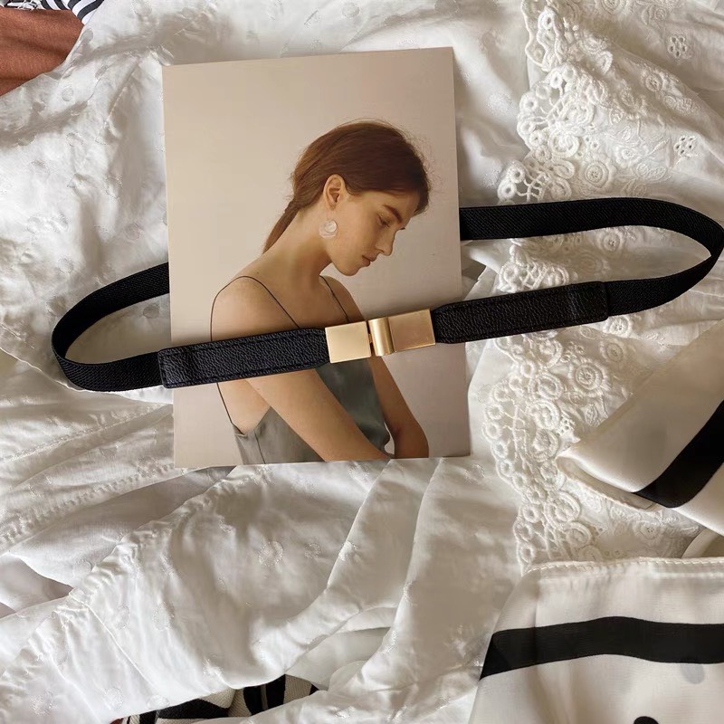 『 2 mẫu 』 Đai thắt váy bản nhỏ khóa vuông/khóa hạt ngọc trendy 1.5cm thắt eo váy áo quần