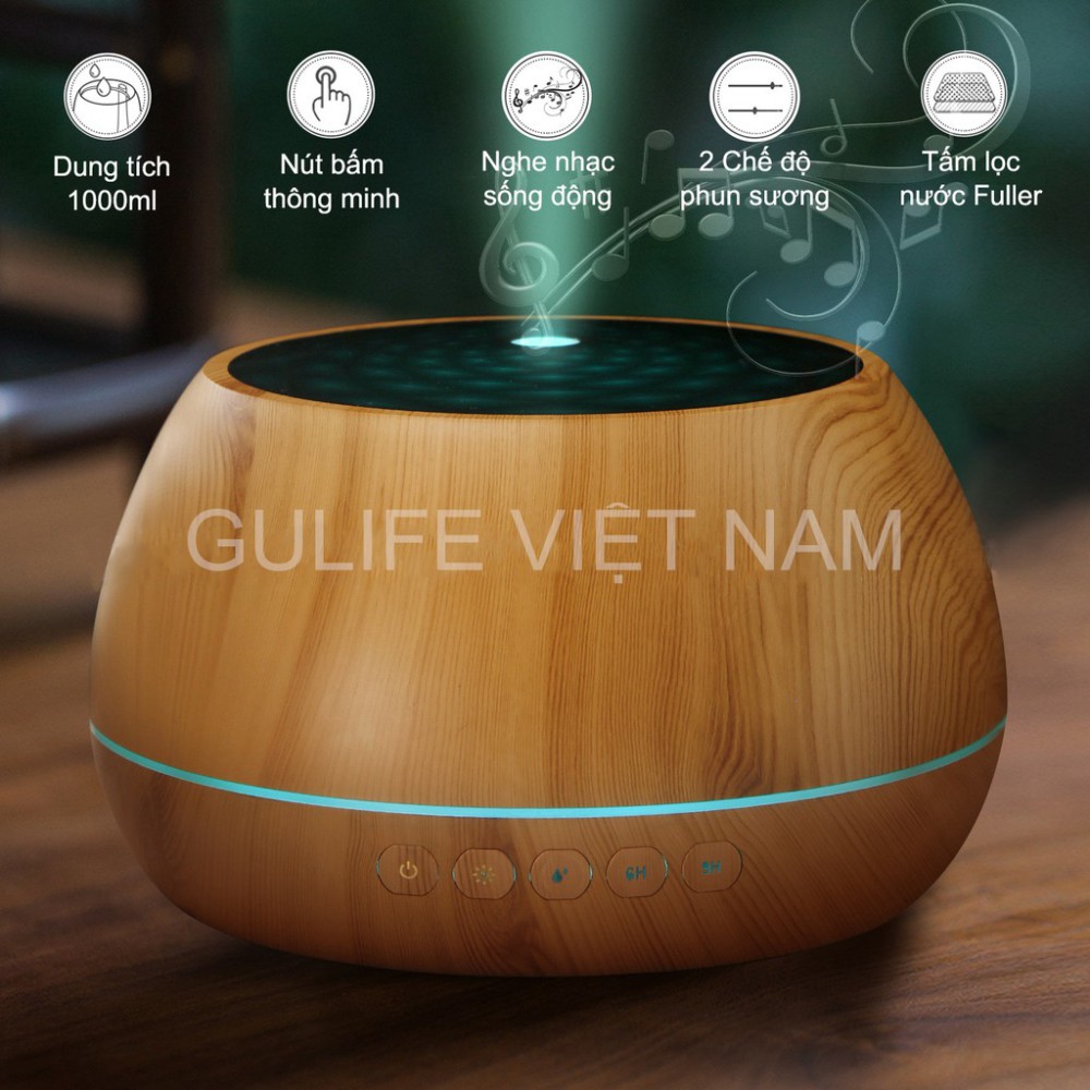 ✅ Máy Xông Tinh Dầu Phun Sương Tạo Độ Ẩm Bát Tiên Bluetooth Có Remote Dung Tích 1000ml - Tặng Tinh Dầu 10ml - MKT36M