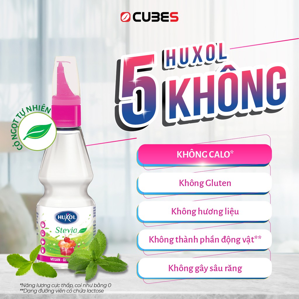 Đường Ăn Kiêng Huxol Cỏ Ngọt Stevia 125ml - Đường cỏ ngọt cho người giảm cân, tiểu đường, cao huyết áp