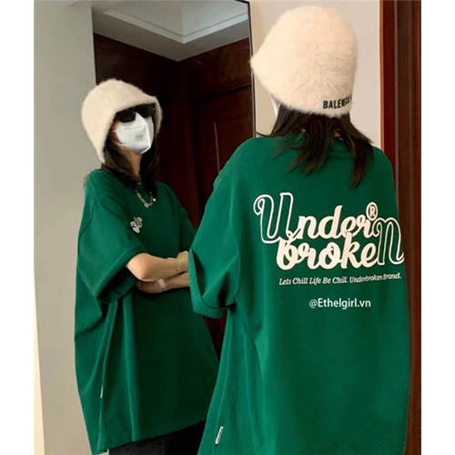 Áo thun tay ngắn dáng rộng in chữ thời trang Hàn Quốc