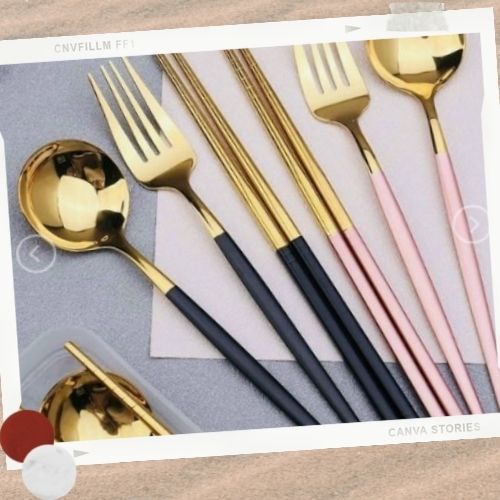 Bộ Muỗng Đũa Nỉa Cao Cấp Bằng Thép Không Gỉ Kèm Hộp Đựng Tiện Dụng - Hàng Có Sẵn Tại Shop