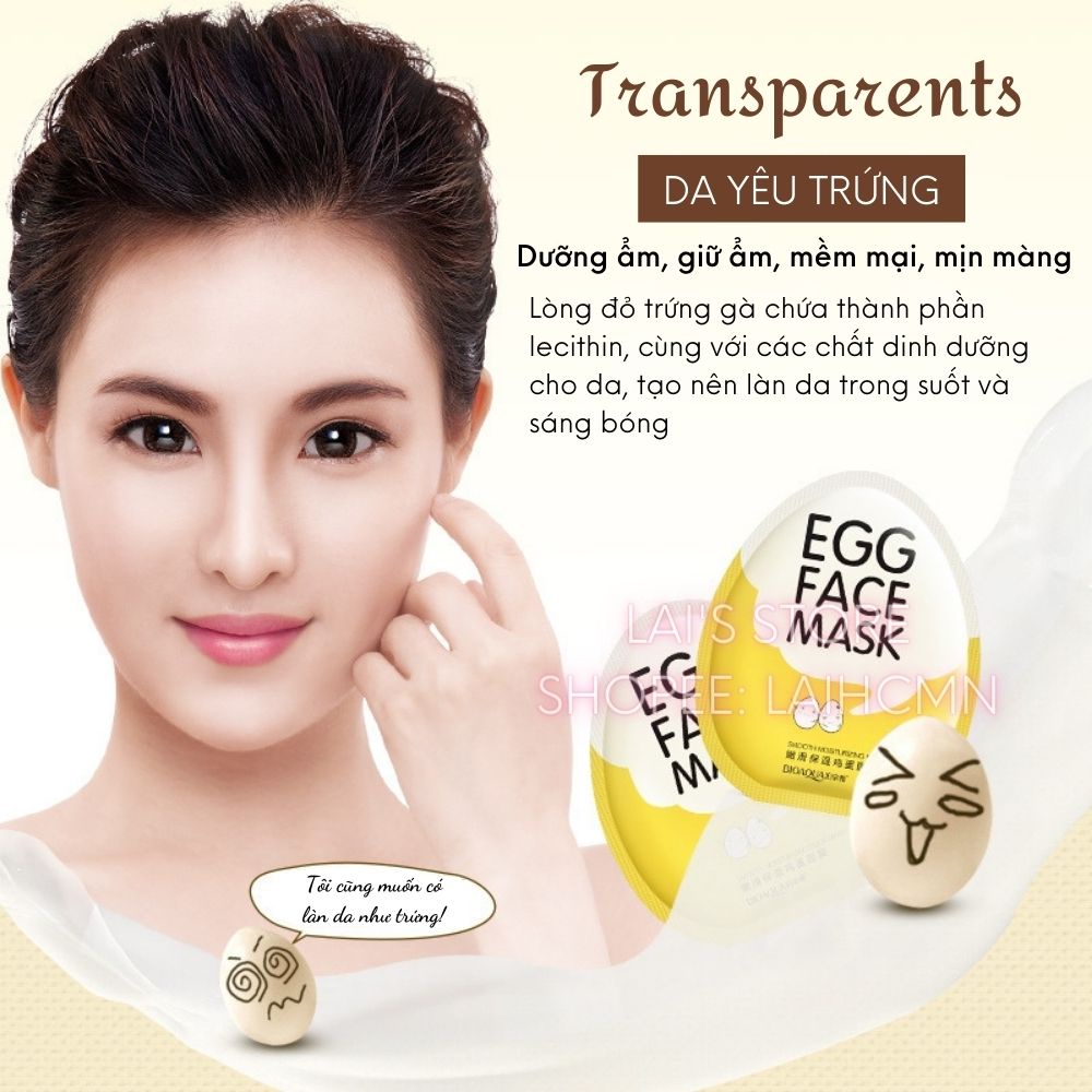 Combo 50 Miếng Mặt Nạ Trứng Bioaqua Egg Face Mask 25g Dưỡng Ẩm Thu Nhỏ Lỗ Chân Lông Làm Sáng Và Đều Màu Da Nội Địa Trung
