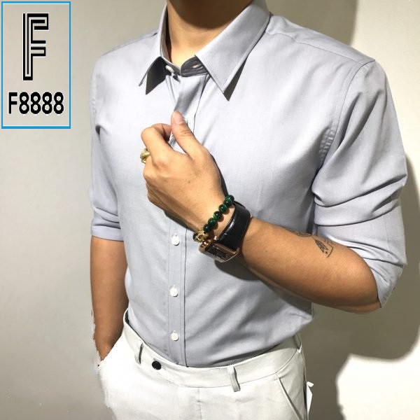 Áo sơ mi nam dài tay áo kiểu hàn quốc F8888 Màu Ghi Xám Cao cấp