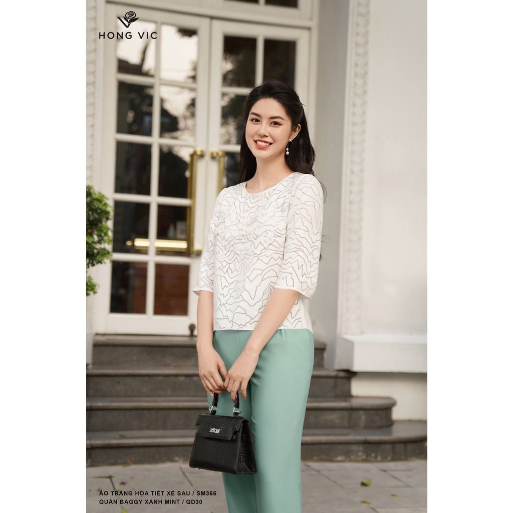 Quần nữ thiết kế Hong Vic baggy xanh mint QD30