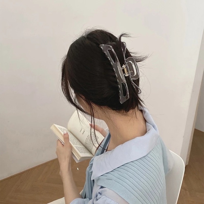 Kẹp Tóc Acrylic Màu Trơn Thời Trang Vintage Cho Nữ