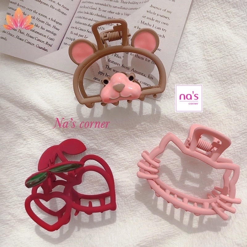 Gấp tóc gắp gấu nâu mèo kitty cherry đỏ kim loại bền