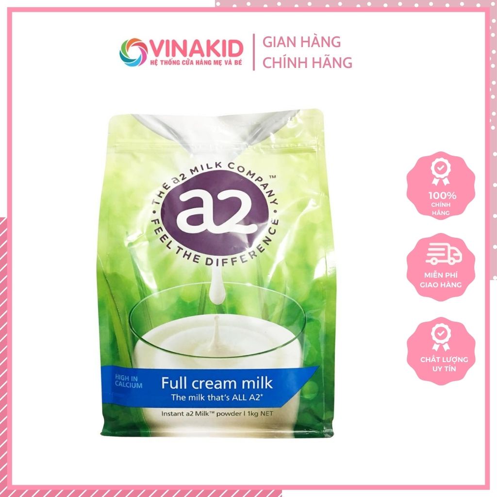 Sữa tươi dạng bột A2 nguyên kem (1kg) cho người lớn và trẻ em trên 1 tuổi
