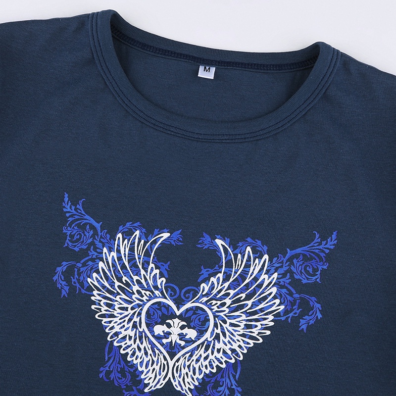 Áo Thun Tay Ngắn Cổ Tròn In Họa Tiết Phong Cách Retro Đường Phố