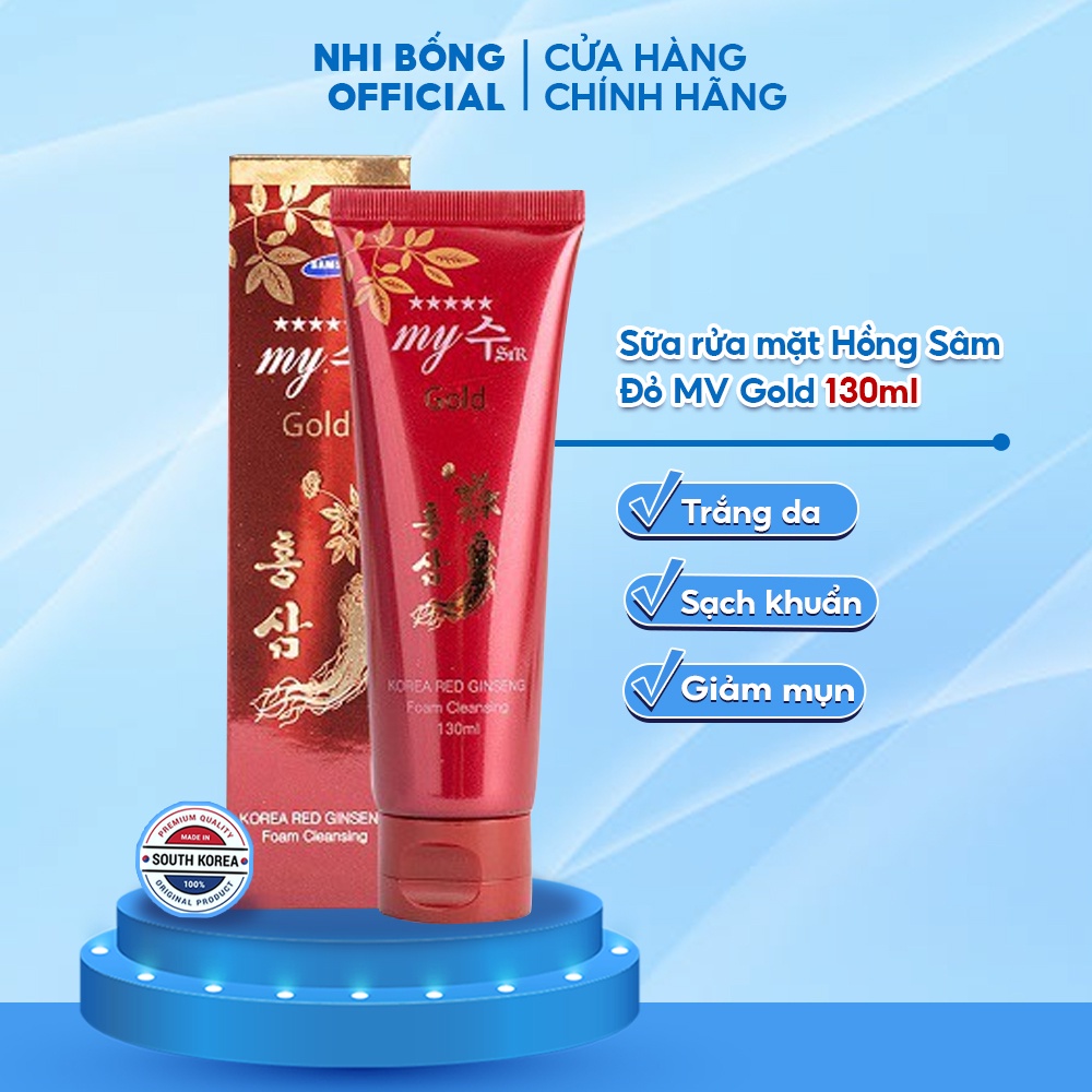 Sữa Rửa Mặt Trắng Da Sạch Sâu Giảm Mụn Chiết Xuất Hồng Sâm Đỏ My Gold Hàn Quốc 130ml Giúp Sạch Khuẩn Trắng Da Tự Nhiên