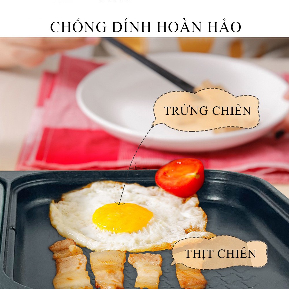 Nồi lẩu mini 2 ngăn đa năng cao cấp, 2 chế độ nướng và lẩu trong cùng 1 sản phẩm, chống dính, an toàn tiện lợi, bh 2 năm