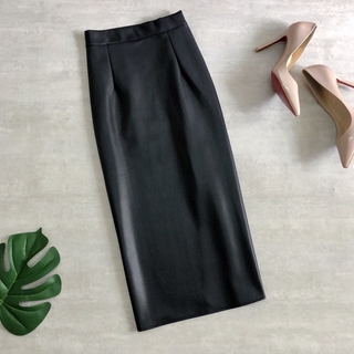 Mùa Thu Đông Da PU Váy Slim Fit Váy Bút Chì Da Mịn Cao Cấp Quấn Bodycon Phong Cách Thanh Lịch Váy Midi