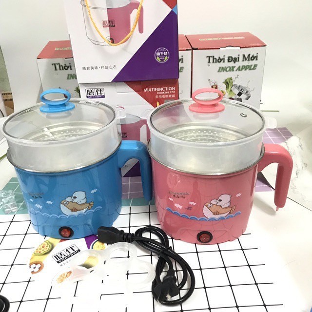 Ca nấu mì có lồng hấp 1.8L. - 18 cm - Giao màu ngẫu nhiên-HH164+