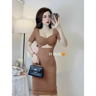 Đầm body gân cúp ngực