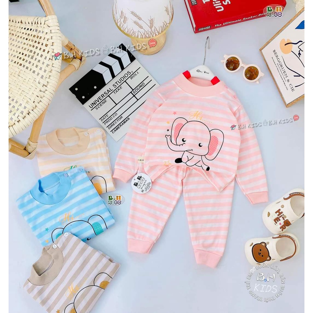 Bộ quần áo trẻ em dài tay thu đông cho bé trai và bé gái chất nỉ kẻ từ 5 đến 15kg - A SHOP 01