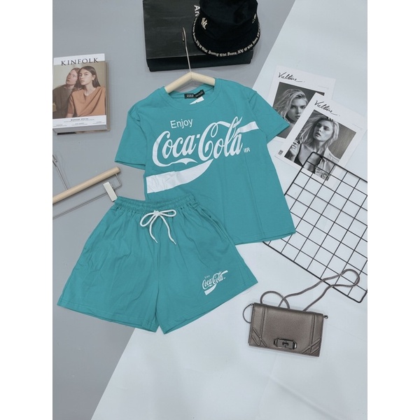 SNU346 BỘ ĐÙI NỮ COTTON ÁO UCLA COCA 3 MÀU | BigBuy360 - bigbuy360.vn