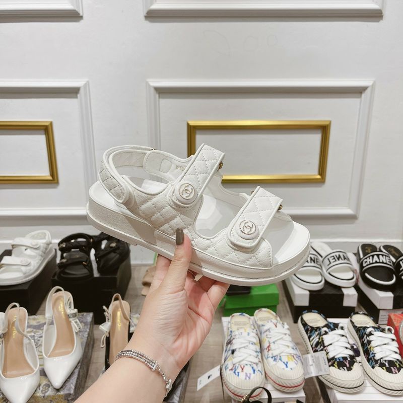 Sandal Chanell da ô trám đen trắng hàng Vip