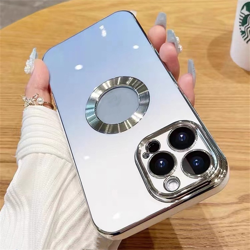 Ốp Điện Thoại Dẻo Màu Gradient In logo Sang Trọng Chống Sốc Cho iPhone 14 Pro max 13 12 11 Pro max XS max XR