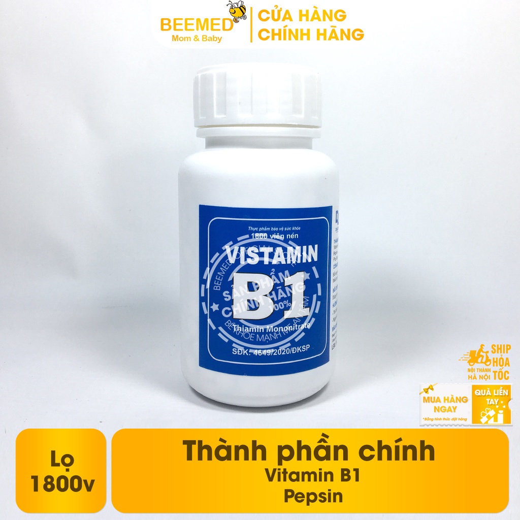 Vitamin b1 giúp trẻ em người lớn ăn ngủ ngon làm đẹp, tốt cho tiêu hóa, gội đầu kích thích mọc tóc - lọ 1800 viên