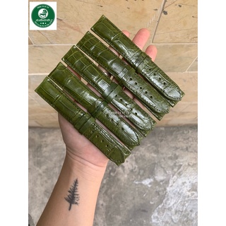 Dây Đồng Hồ Da Cá Sấu Màu Xanh Mạ size 18-20-22