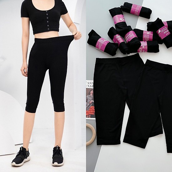 Quần Legging Nữ, Legging Đùi Lửng Ngắn Thể Thao Siêu Tôn Dáng Co Dãn 4 Chiều