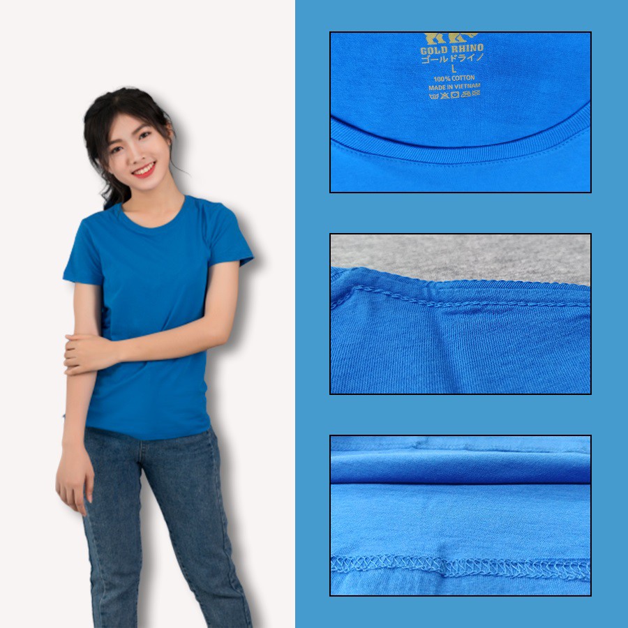 Áo thun nữ trơn Gold Rhino cam kết chuẩn cotton 100%, áo phông nữ trơn hàng xuất khẩu Nhật Bản, đa dạng 33 màu sắc