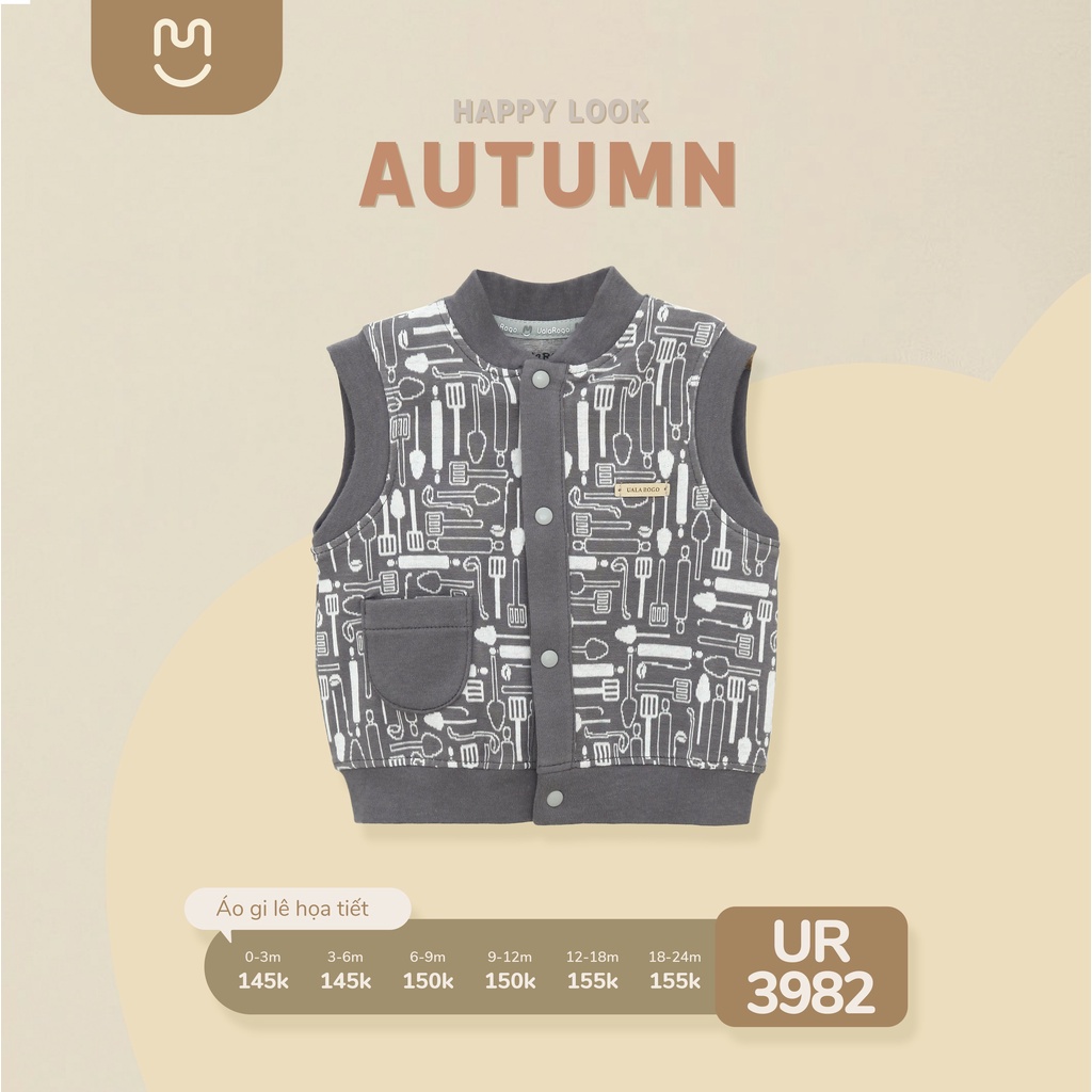 Áo gile cho bé Ualarogo 0-2 tuổi vải cotton giữ ấm họa tiết cúc giữa 3982