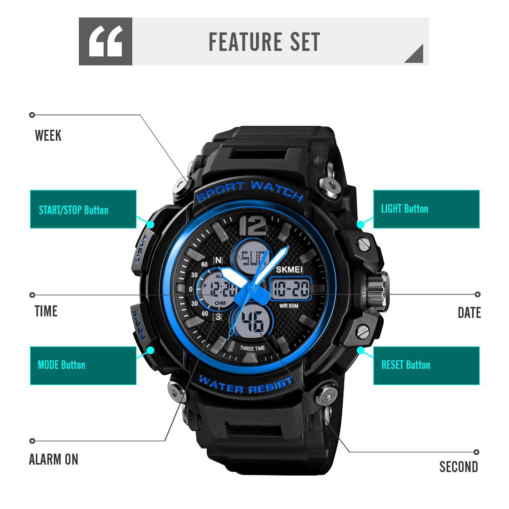 SKMEI 1498 Fashion Sports Men's Waterproof Electronic Watch Digital Display Alarm