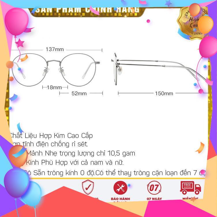 [FreeShip] Gọng Kính Cận Kim Loại Tròn X2018 Nam Nữ (Tặng Hộp Khăn)