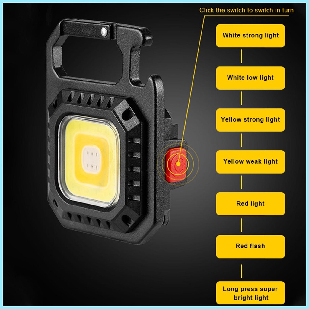 Đèn Pin Mini COBs 7 Chế Độ Kèm Móc Khóa Bỏ Túi Tiện Dụng