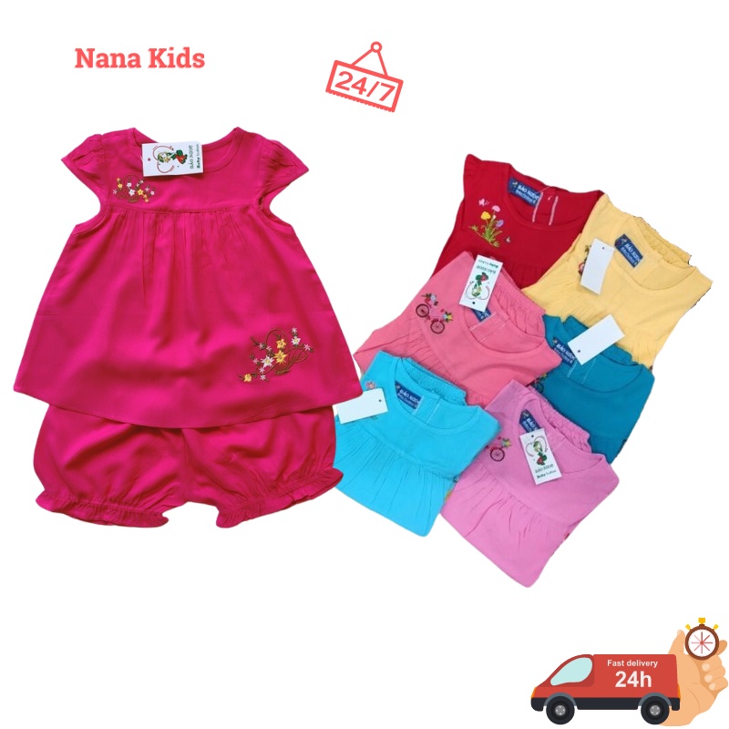 Bộ tole lanh size đại thương hiệu Bảo Ngọc tay cánh tiên quần đùi chất liệu rất mát và nhẹ, bền đẹp cho bé 5 đến 8 tuổi