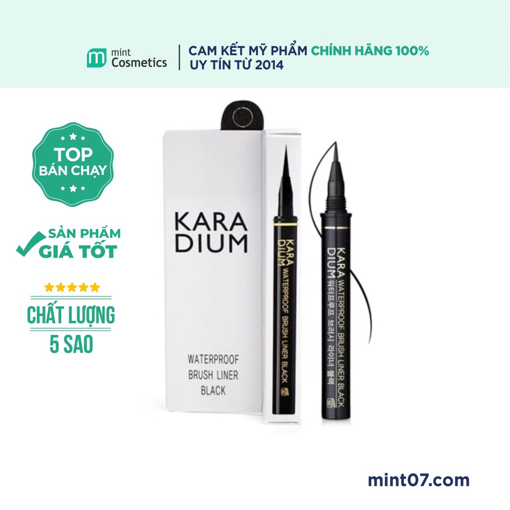 [Mã SKAMCLU101 giảm 10% đơn 100K] Kẻ Mắt Karadium Waterproof Brush Liner Black